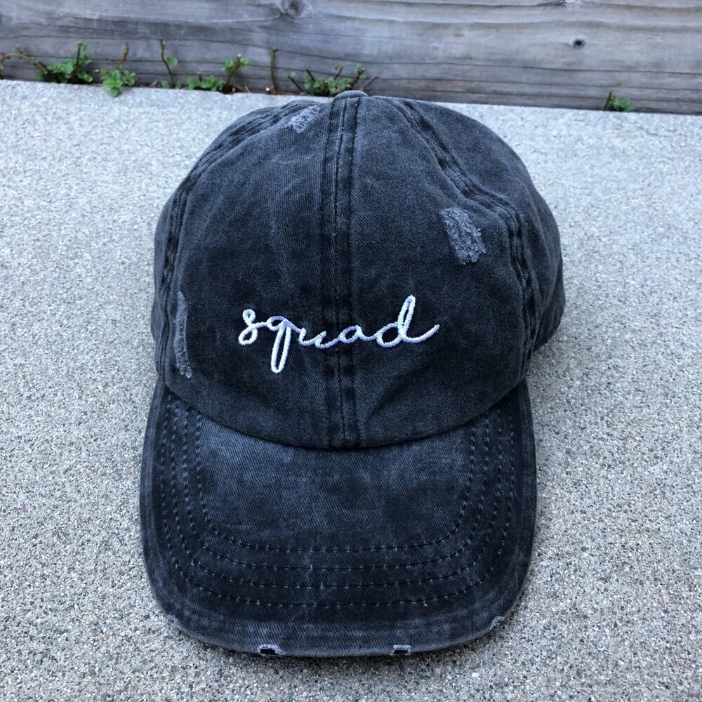 FUNKY JUNQUE Squad Hat Unisex Adult Grey Adjustable Cap 100% Cotton​
